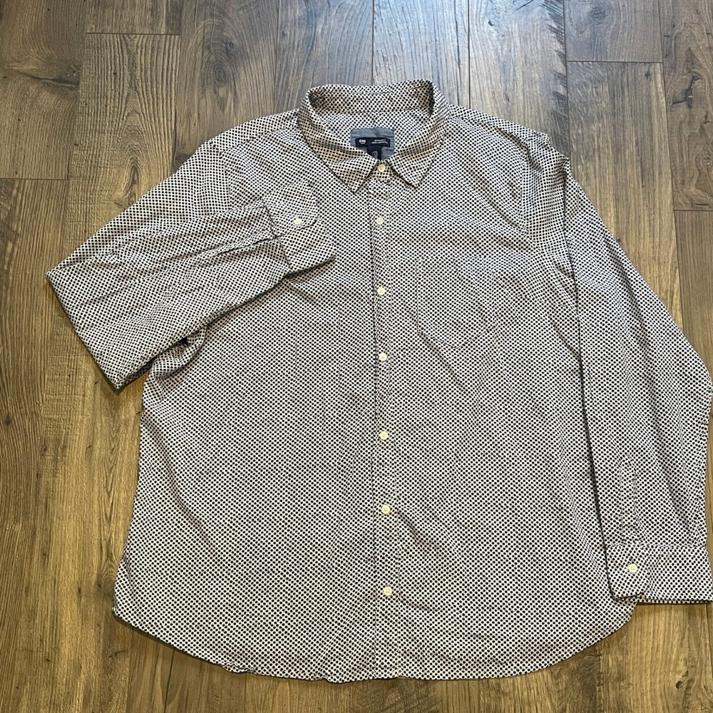 Gap Womens XXL Boyfriend Fit Button Down Shirt Navy White Starburst Cotton